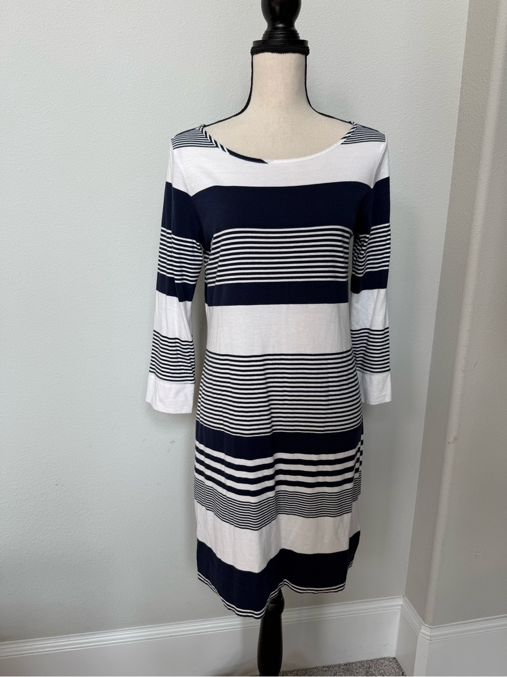 Lilly Pulitzer Navy and White Striped Long Sleeve Pima Cotton Dress